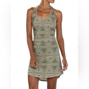 Patagonia Kamala Twist Dress Sleeveless lightweight Green Geometric Print sz XS